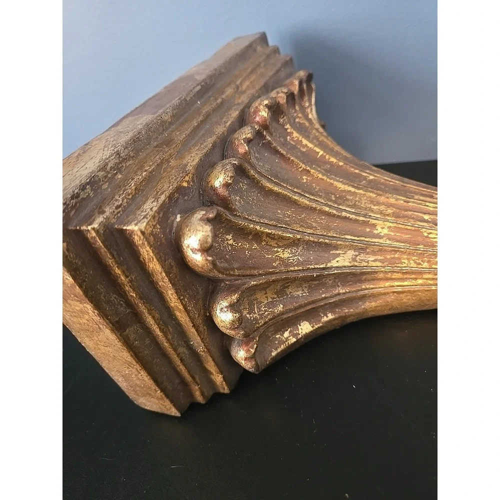 VTG Ornate Gold Gilt Wall Brackey Shelf 10 X8